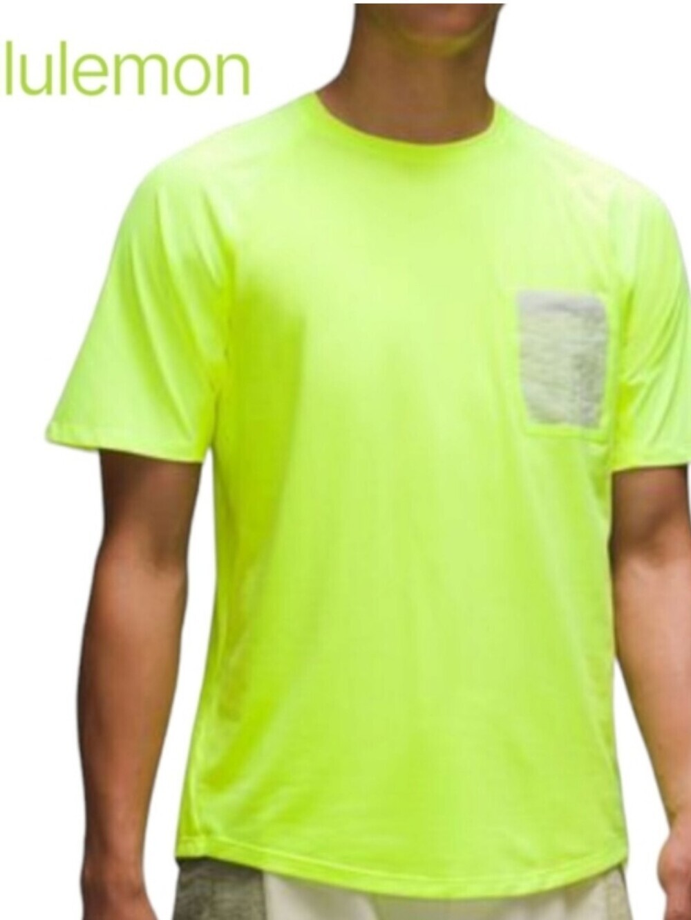 Lululemon Men's Neon Lime Short Sleeve Pocket Tee Size L NWT MSRP $88